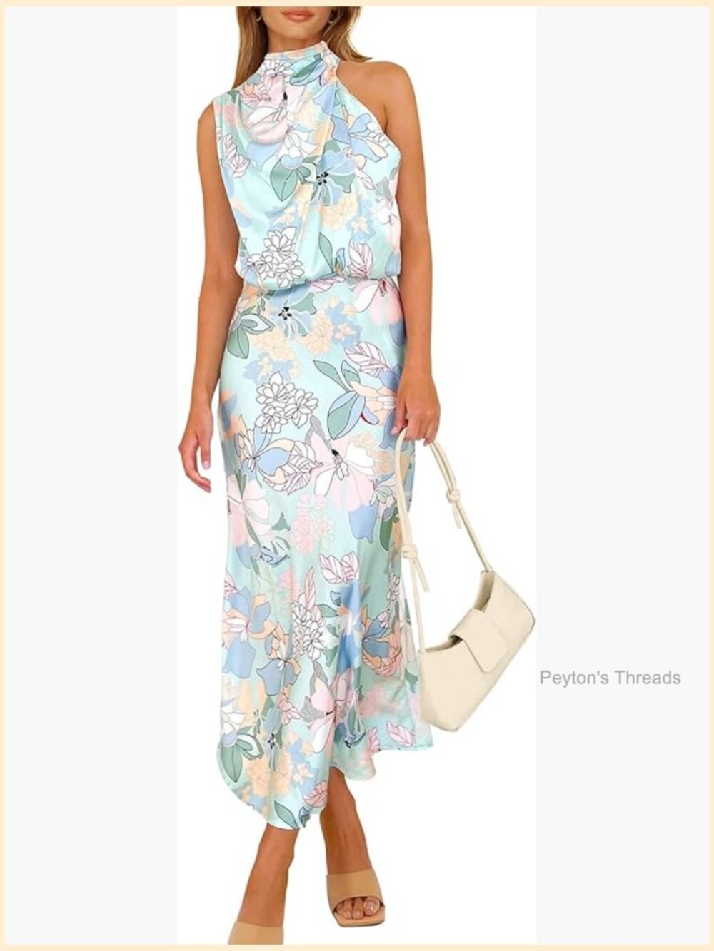 Satin Maxi Dress Mock Neck Sleeveless Party Cocktail Formal